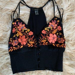 Floral Embroidered Crop Top
